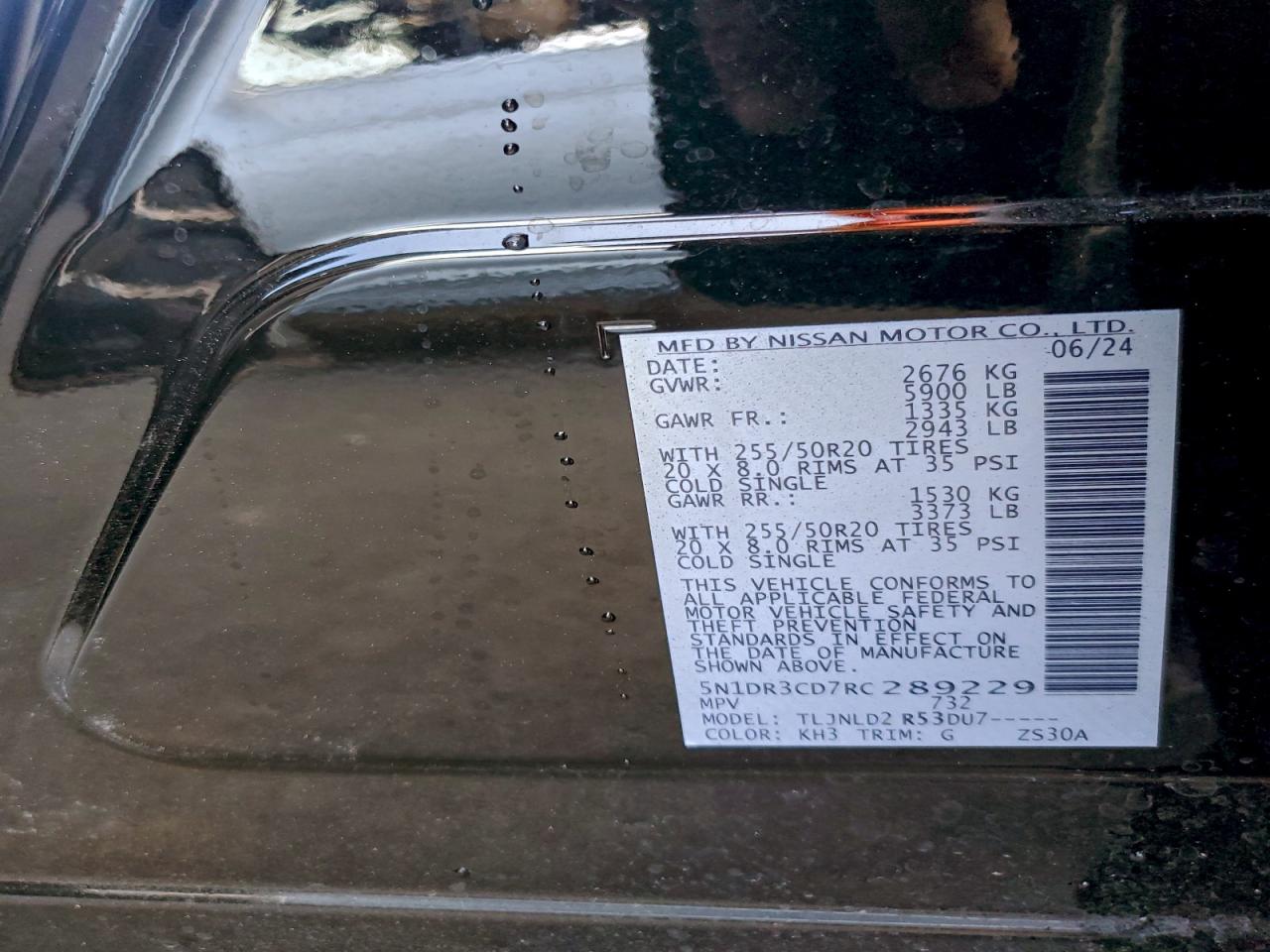 2024 Nissan Pathfinder Sl VIN: 5N1DR3CD7RC289229 Lot: 93706045