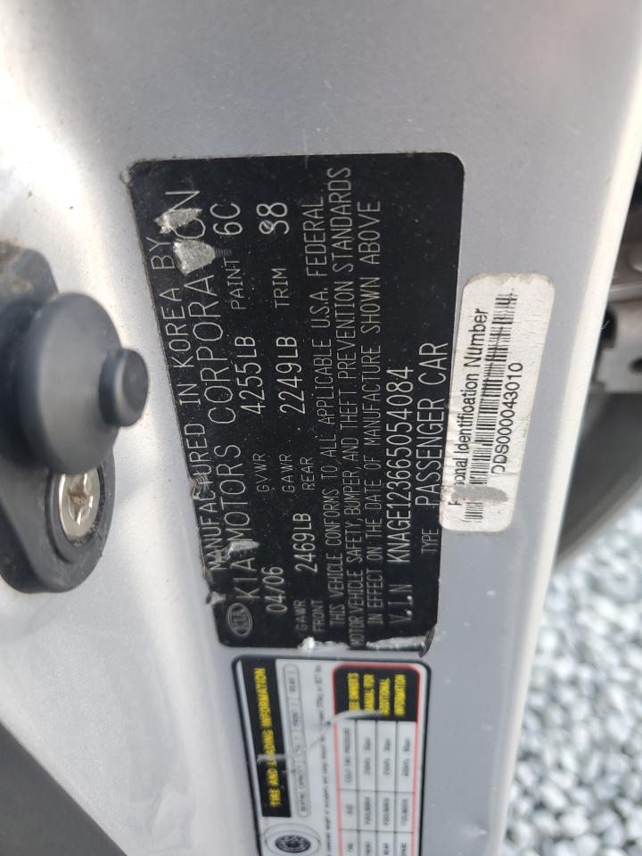 2006 Kia Optima Lx VIN: KNAGE123665054084 Lot: 92092435