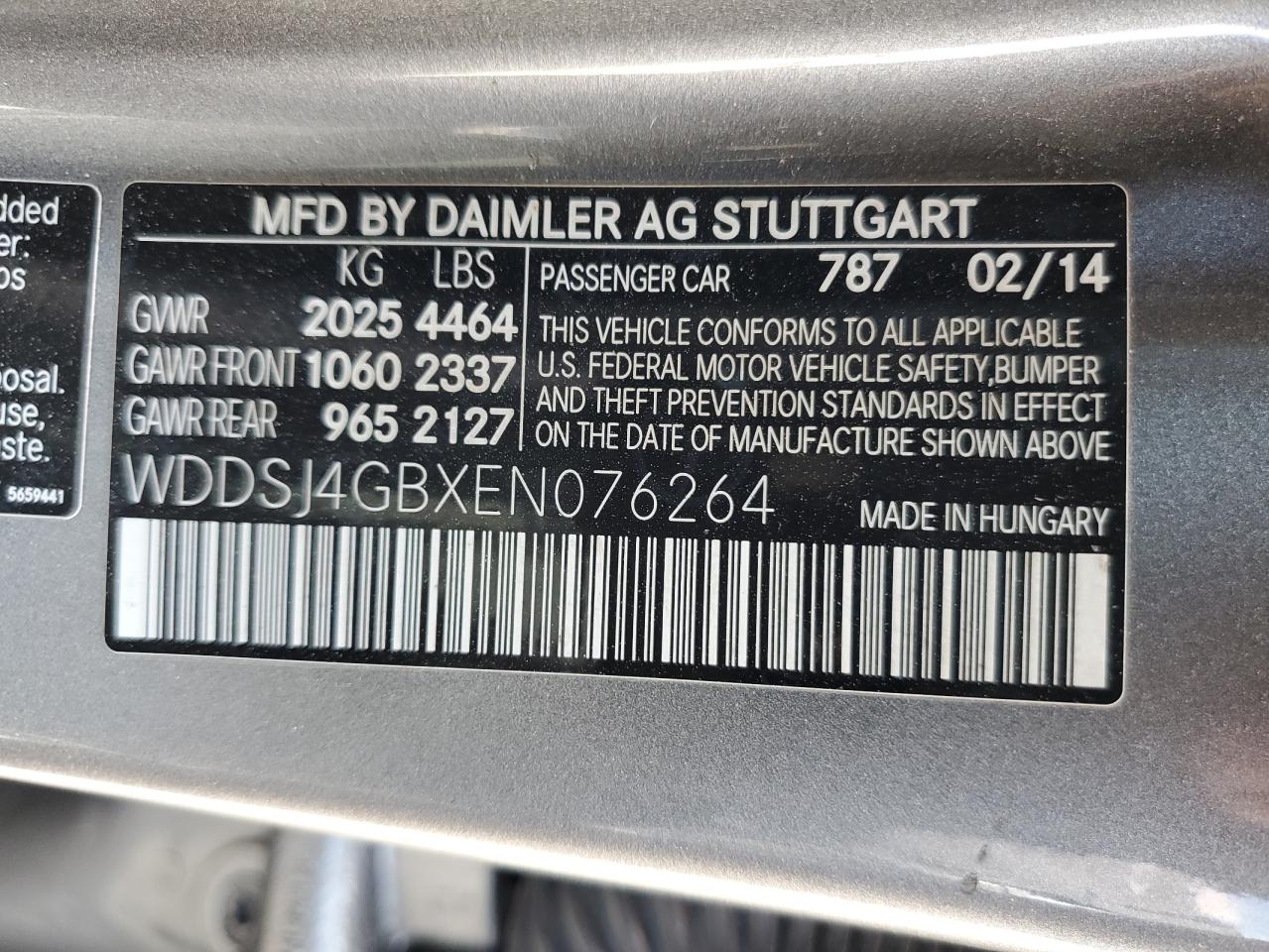 2014 Mercedes-Benz Cla 250 4Matic VIN: WDDSJ4GBXEN076264 Lot: 93652495