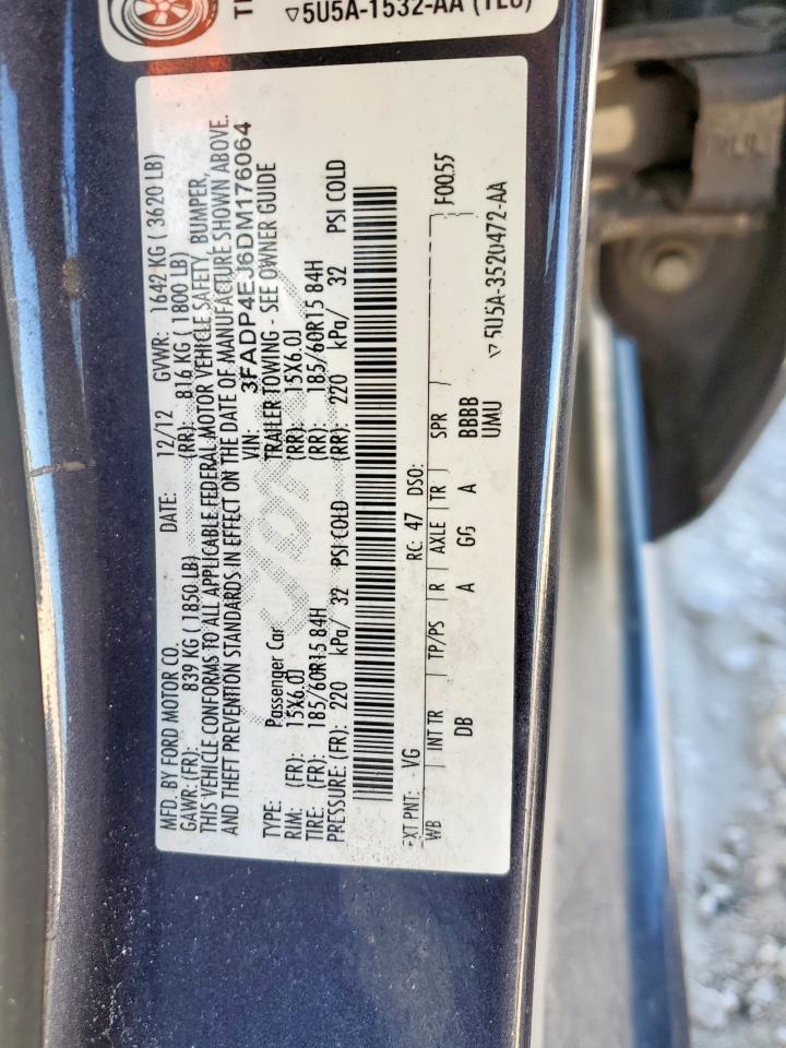 2013 Ford Fiesta Se VIN: 3FADP4EJ6DM176064 Lot: 92098615