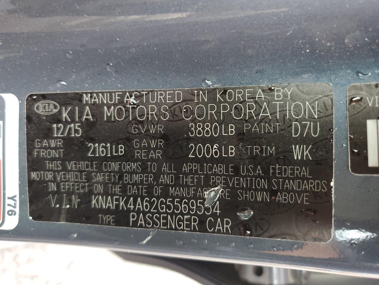 2016 Kia Forte Lx VIN: KNAFK4A62G5569554 Lot: 92089785