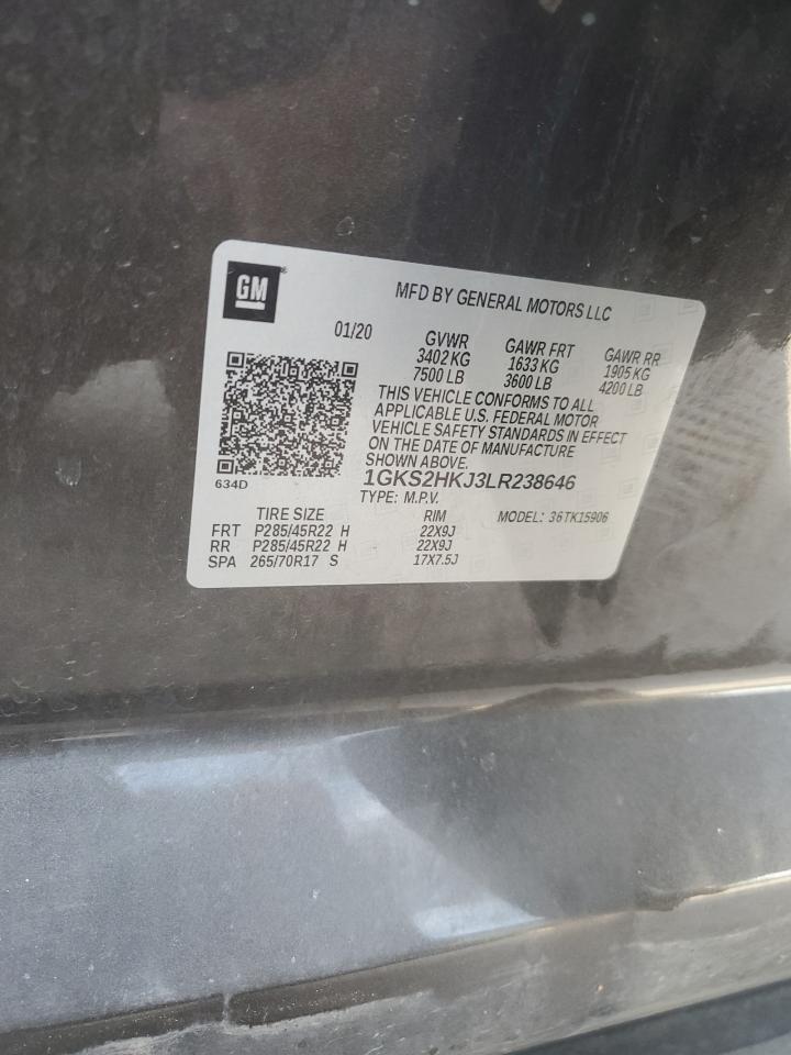 2020 GMC Yukon Xl Denali VIN: 1GKS2HKJ3LR238646 Lot: 91455755