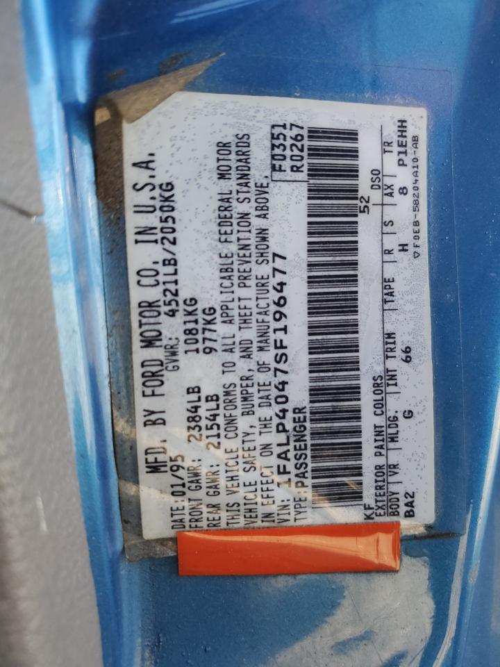 1995 Ford Mustang VIN: 1FALP4047SF196477 Lot: 90374595