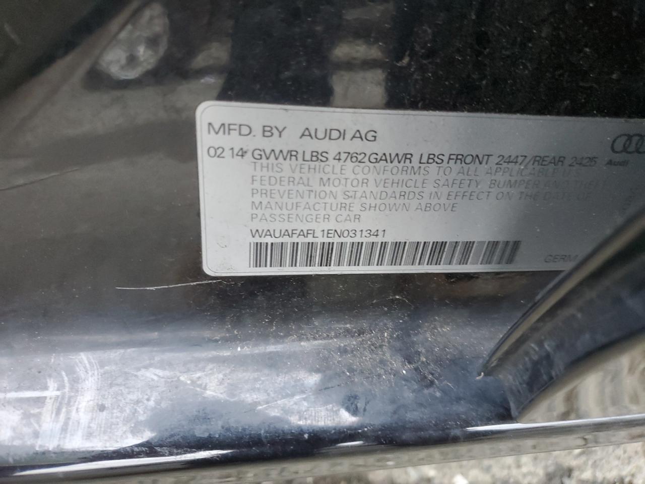 2014 Audi A4 Premium VIN: WAUAFAFL1EN031341 Lot: 93269175