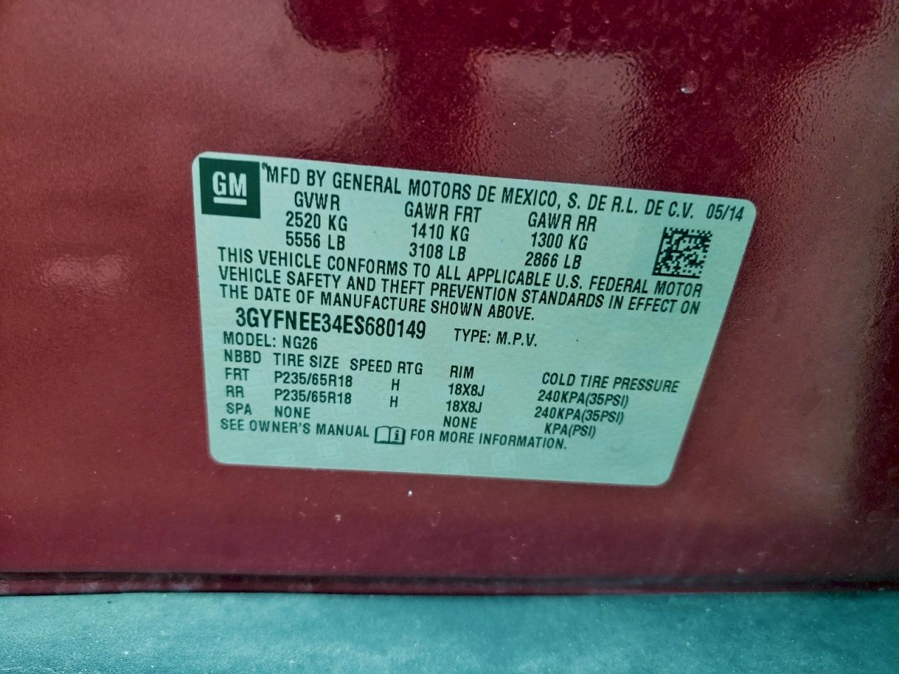 2014 Cadillac Srx Luxury Collection VIN: 3GYFNEE34ES680149 Lot: 93862675