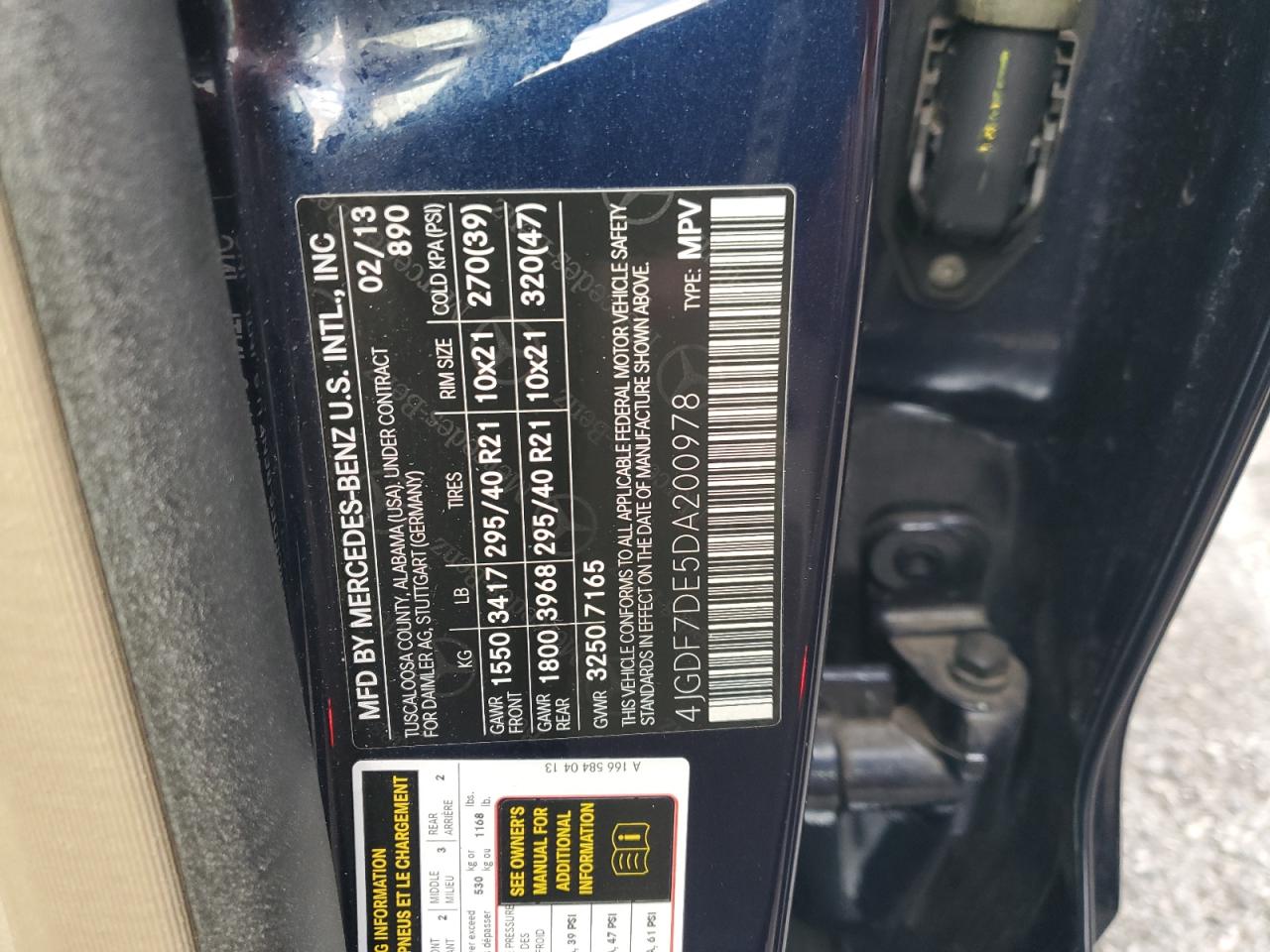 2013 Mercedes-Benz Gl 550 4Matic VIN: 4JGDF7DE5DA200978 Lot: 93899775