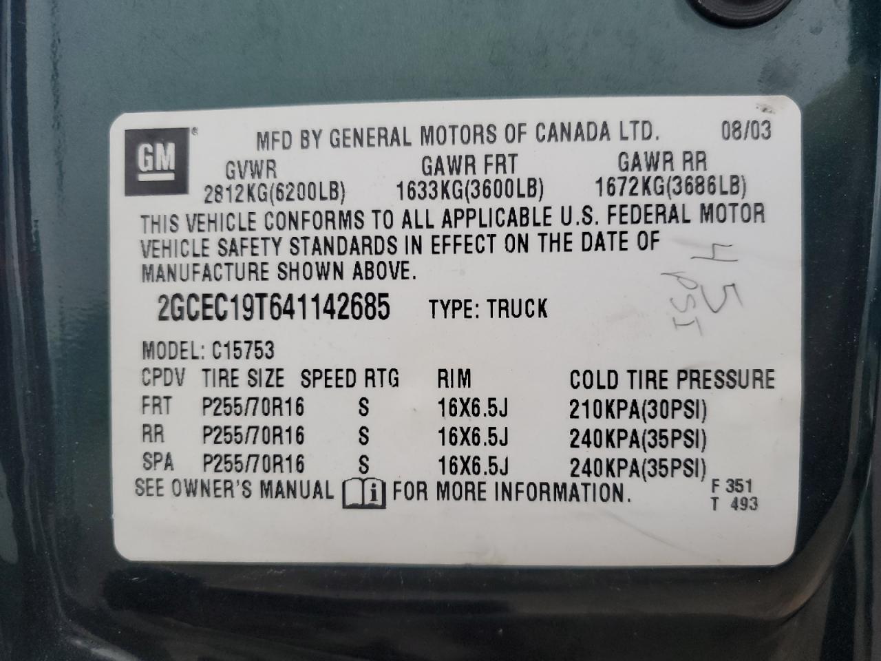 2004 Chevrolet Silverado C1500 VIN: 2GCEC19T641142685 Lot: 93456115