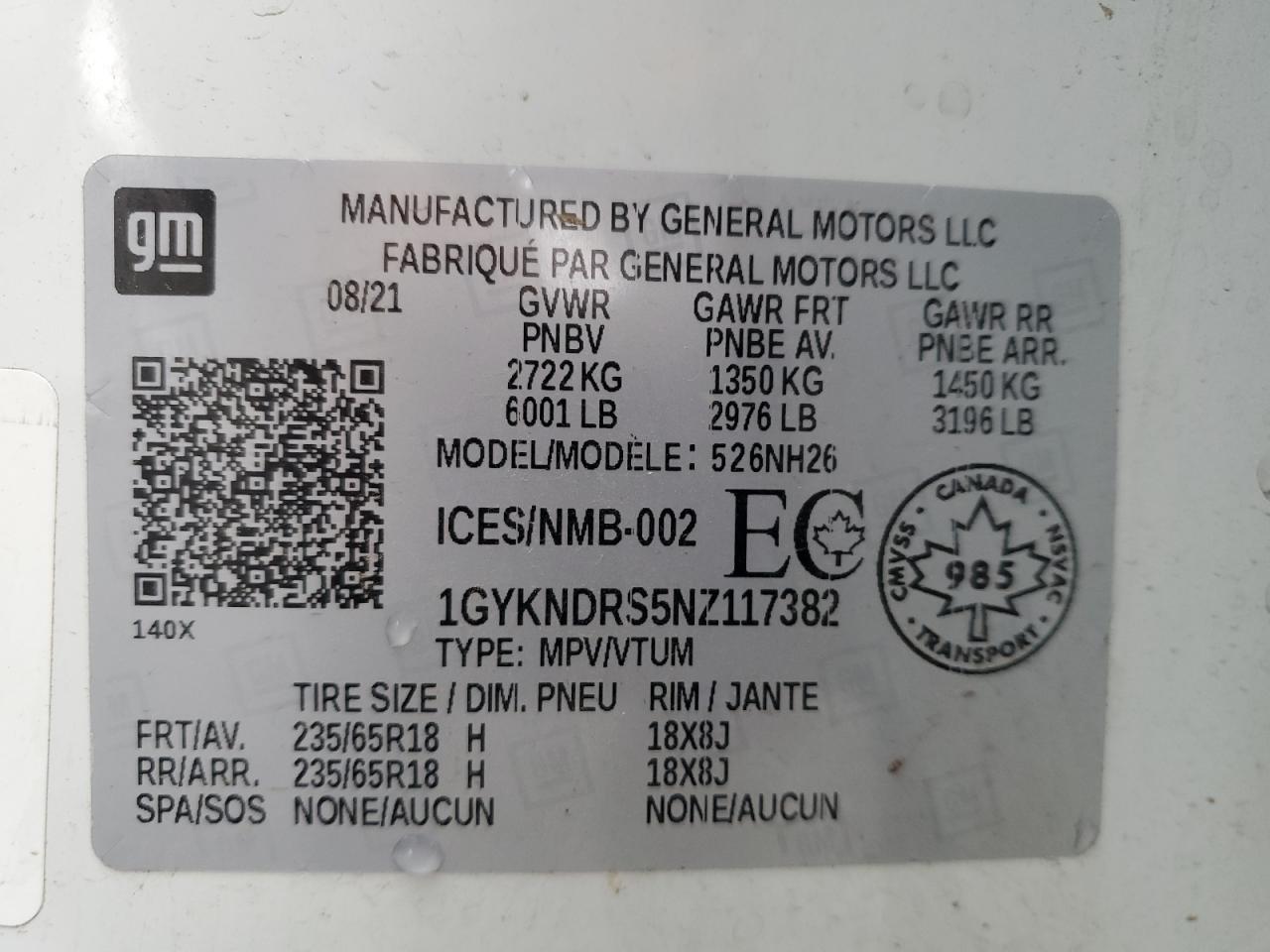 2022 Cadillac Xt5 Premium Luxury VIN: 1GYKNDRS5NZ117382 Lot: 91280995