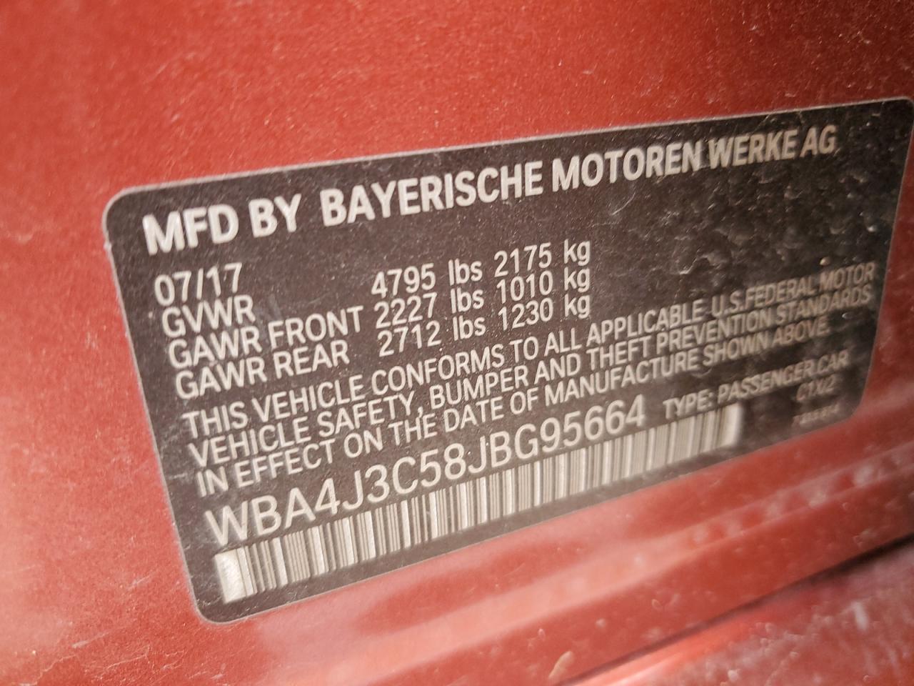 2018 BMW 430Xi Gran Coupe VIN: WBA4J3C58JBG95664 Lot: 92374965