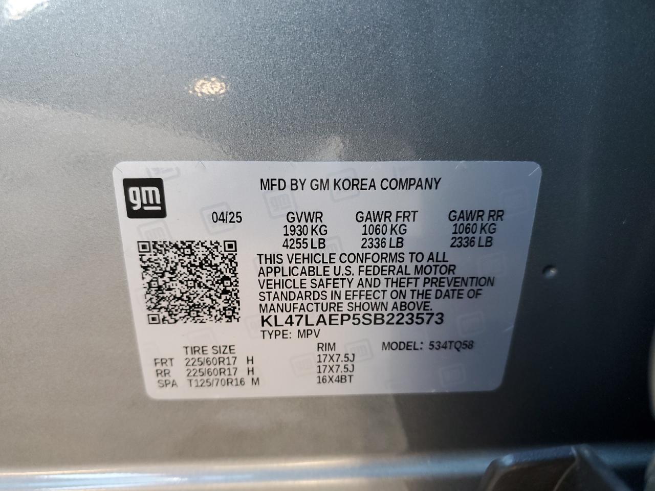 2025 Buick Envista Preferred VIN: KL47LAEP5SB223573 Lot: 92124985