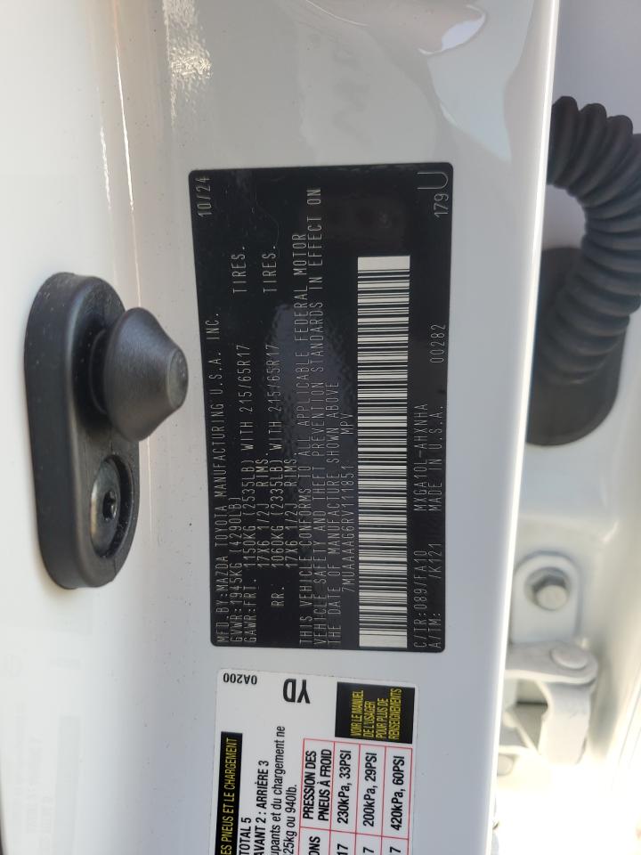 2024 Toyota Corolla Cross L VIN: 7MUAAAAG6RV111851 Lot: 93607125