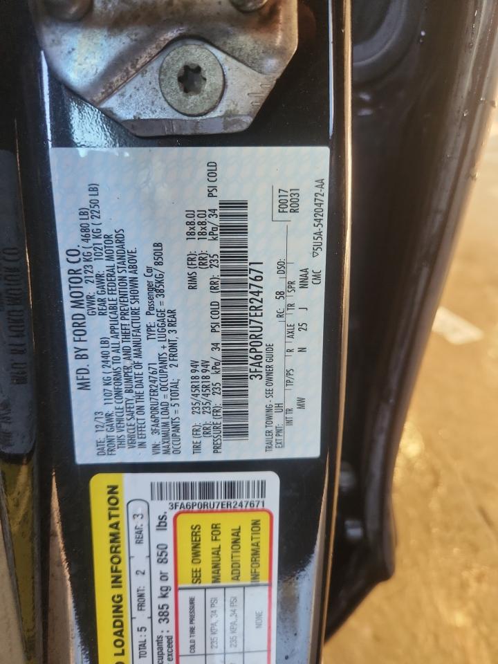 2014 Ford Fusion Titanium Hev VIN: 3FA6P0RU7ER247671 Lot: 92259225