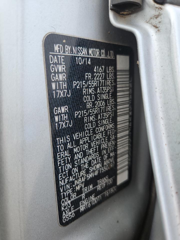 2015 Nissan Juke S VIN: JN8AF5MV4FT550397 Lot: 93077325