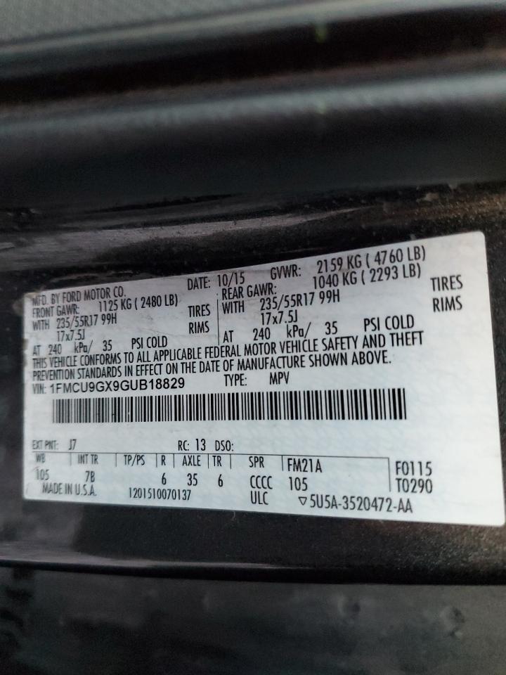 2016 Ford Escape Se VIN: 1FMCU9GX9GUB18829 Lot: 91597675