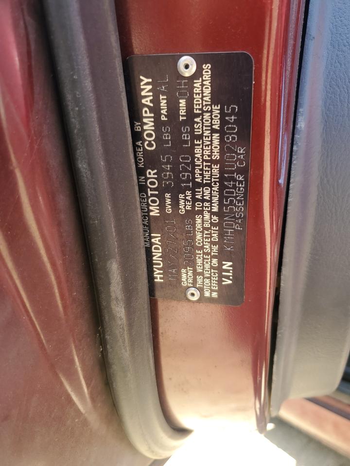 2001 Hyundai Elantra Gls VIN: KMHDN55D41U028045 Lot: 92735625