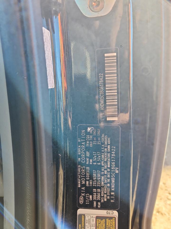 2016 Kia Sedona Lx VIN: KNDMB5C18G6178422 Lot: 90821225