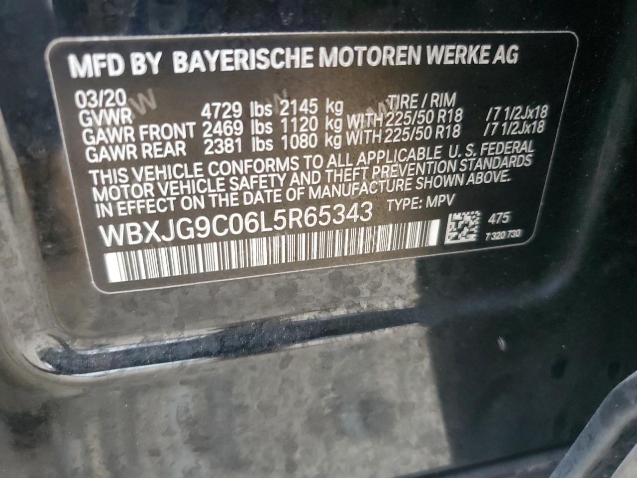 2020 BMW X1 xDrive28I VIN: WBXJG9C06L5R65343 Lot: 93510745