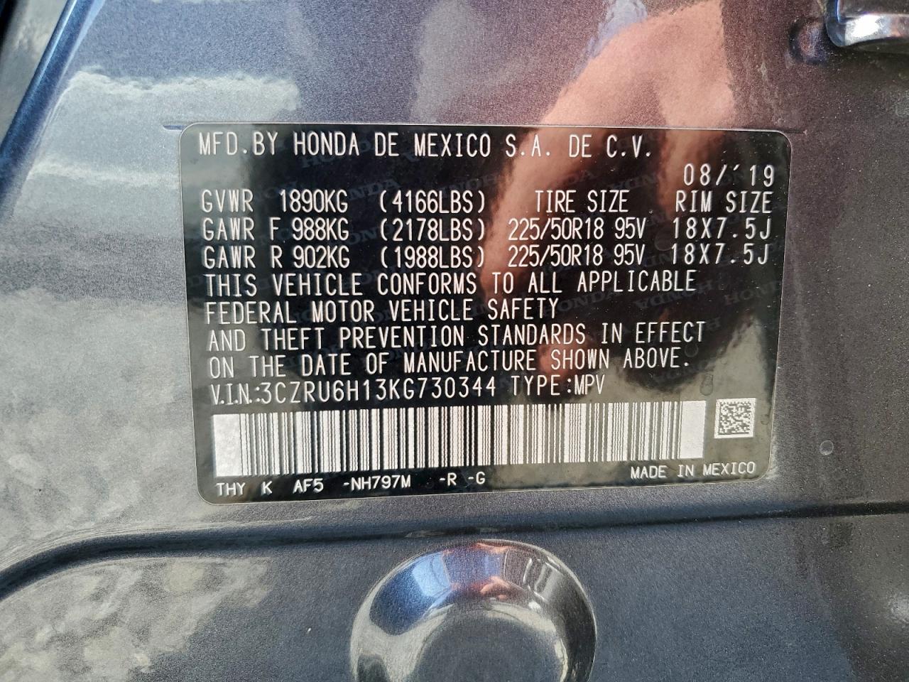 2019 Honda Hr-V Sport VIN: 3CZRU6H13KG730344 Lot: 93625275