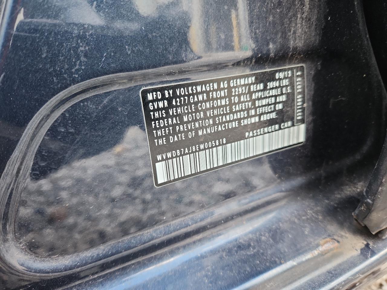 2014 Volkswagen Golf VIN: WVWDB7AJ8EW005818 Lot: 90817685