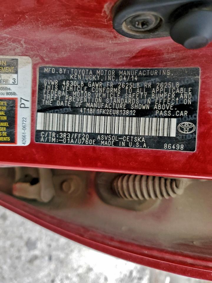 2014 Toyota Camry L VIN: 4T1BF1FK2EU813812 Lot: 94680295