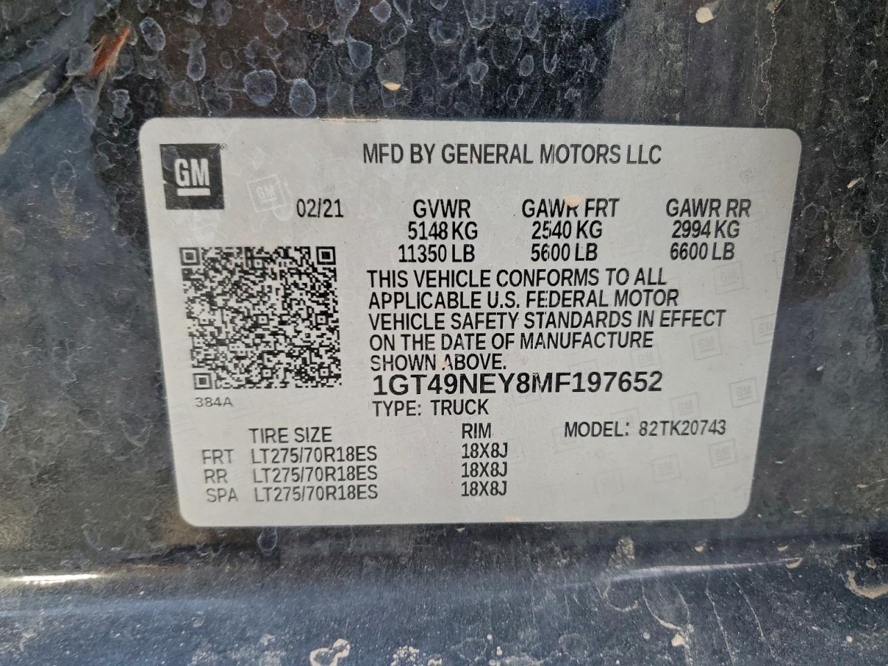 2021 GMC Sierra K2500 Slt VIN: 1GT49NEY8MF197652 Lot: 94118075