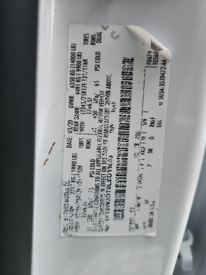 2020 Ford F350 Super Duty VIN: 1FT8W3DT0LED33653 Lot: 92122285