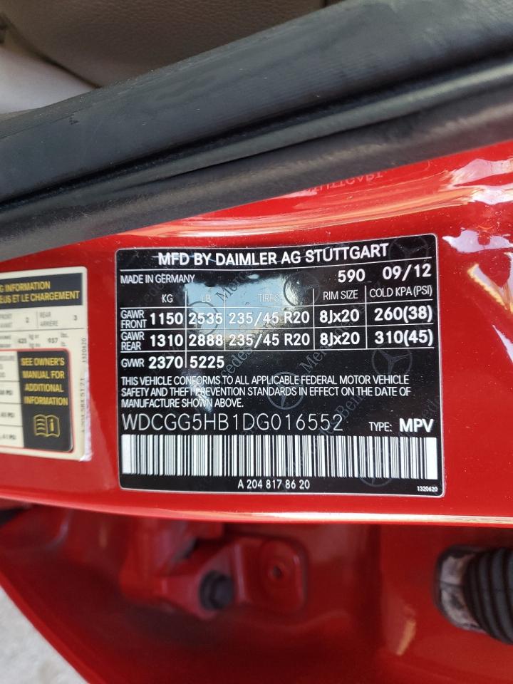 2013 Mercedes-Benz Glk 350 VIN: WDCGG5HB1DG016552 Lot: 91818025