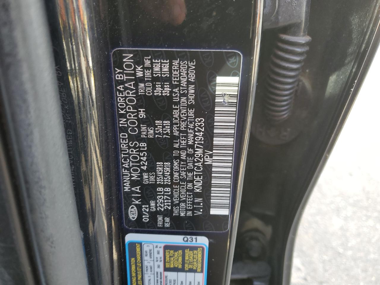 2021 Kia Seltos Sx VIN: KNDETCA29M7194233 Lot: 92343335