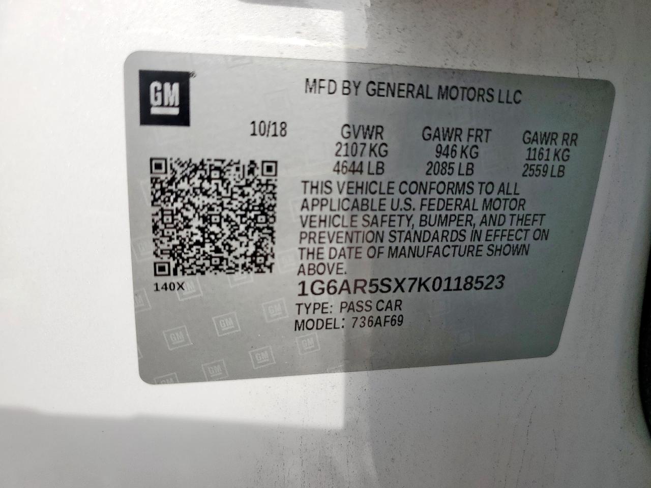 2019 Cadillac Cts Luxury VIN: 1G6AR5SX7K0118523 Lot: 92405475