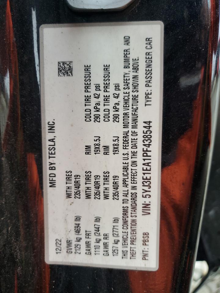 2023 Tesla Model 3 VIN: 5YJ3E1EA1PF438544 Lot: 92074245