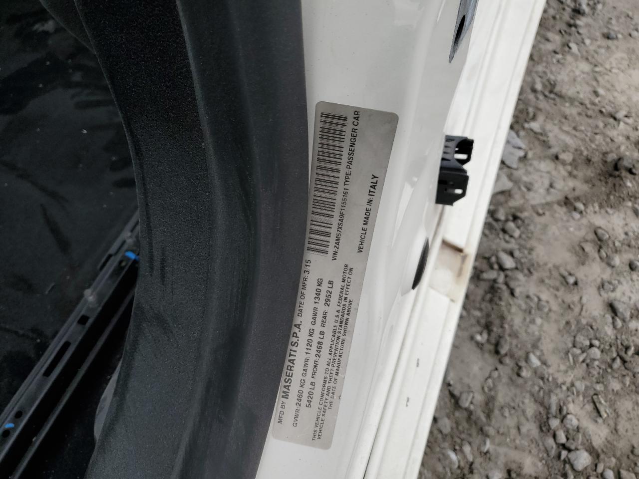 2015 Maserati Ghibli VIN: ZAM57XSA9F1155161 Lot: 92049325