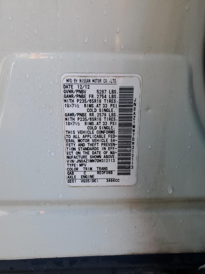 2013 Nissan Murano S VIN: JN8AZ1MW7DW312113 Lot: 91880565