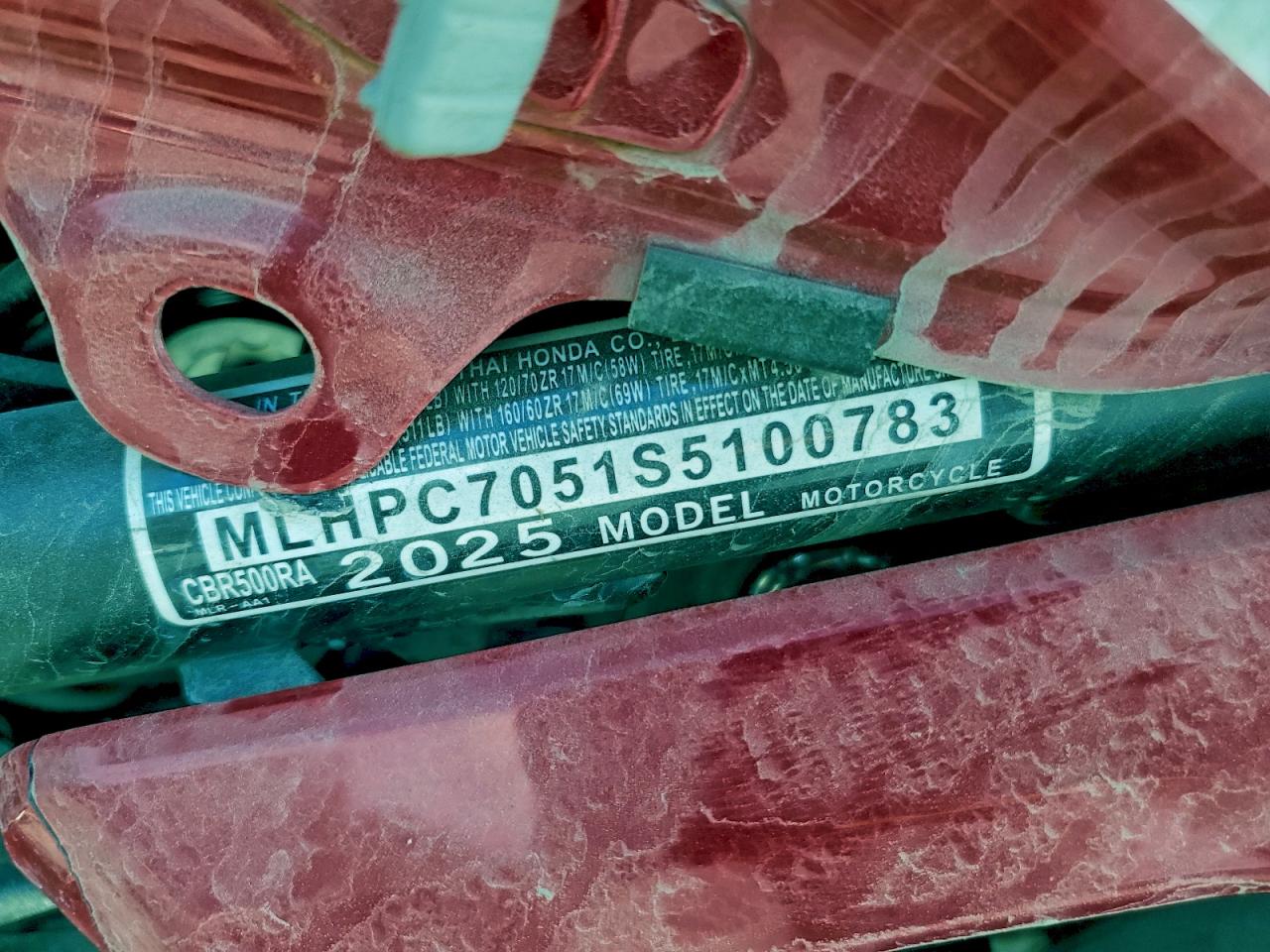 2025 Honda Cbr500 Ra VIN: MLHPC7051S5100783 Lot: 94313375