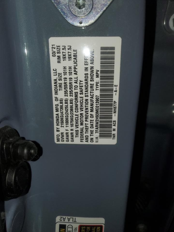 2021 Honda Cr-V Touring VIN: 7FARW2H93ME013907 Lot: 91179485