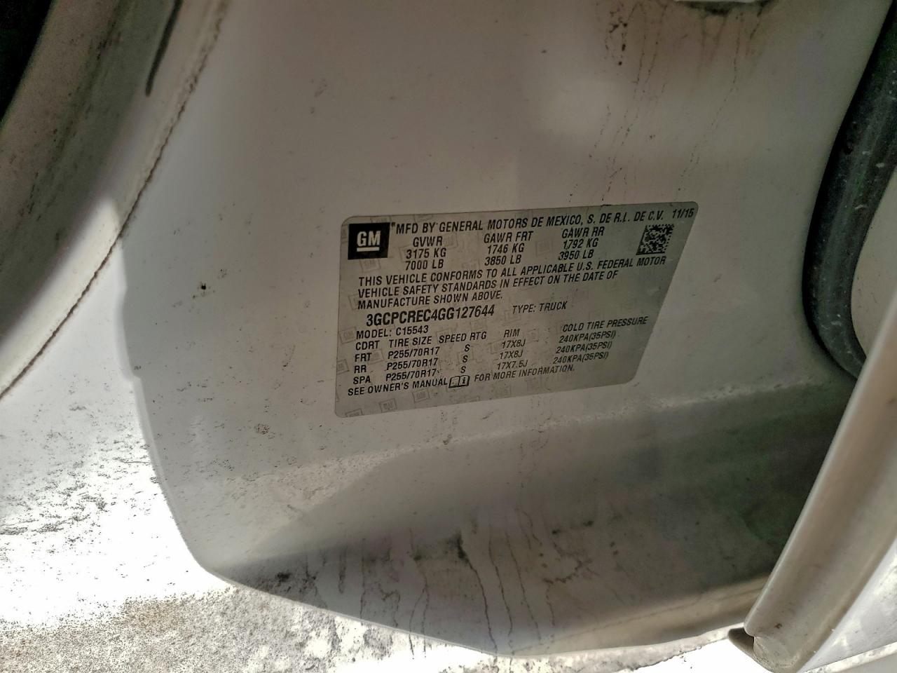 2016 Chevrolet Silverado C1500 Lt VIN: 3GCPCREC4GG127644 Lot: 93845985