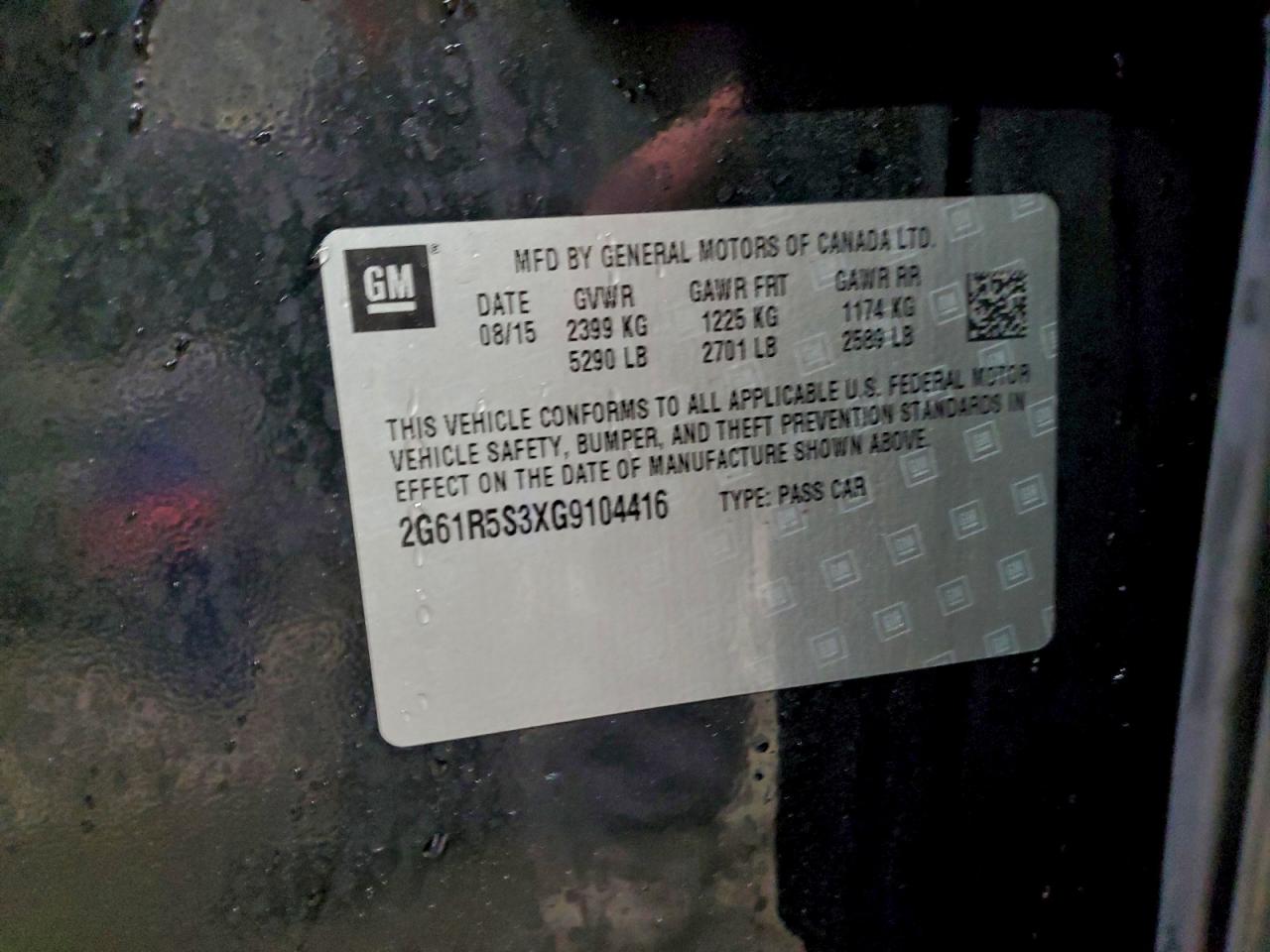 2016 Cadillac Xts Premium Collection VIN: 2G61R5S3XG9104416 Lot: 94050205