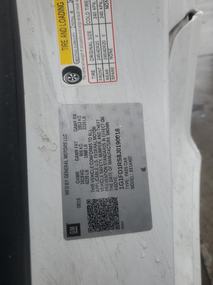 2018 Chevrolet Camaro Lt VIN: 1G1FD1RS8J0190018 Lot: 91222195