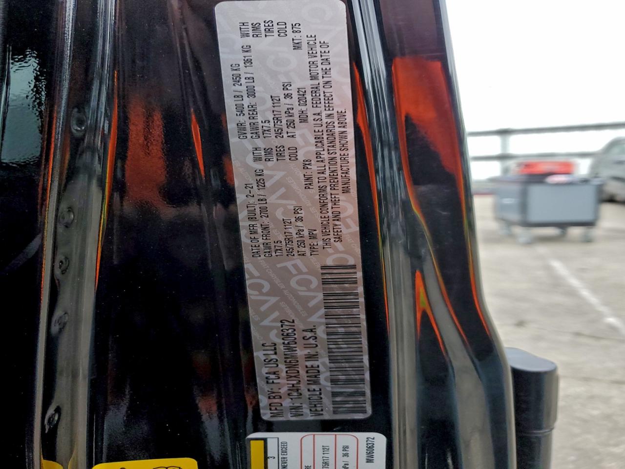 2021 Jeep Wrangler Unlimited Sport VIN: 1C4HJXDN6MW606372 Lot: 94442565