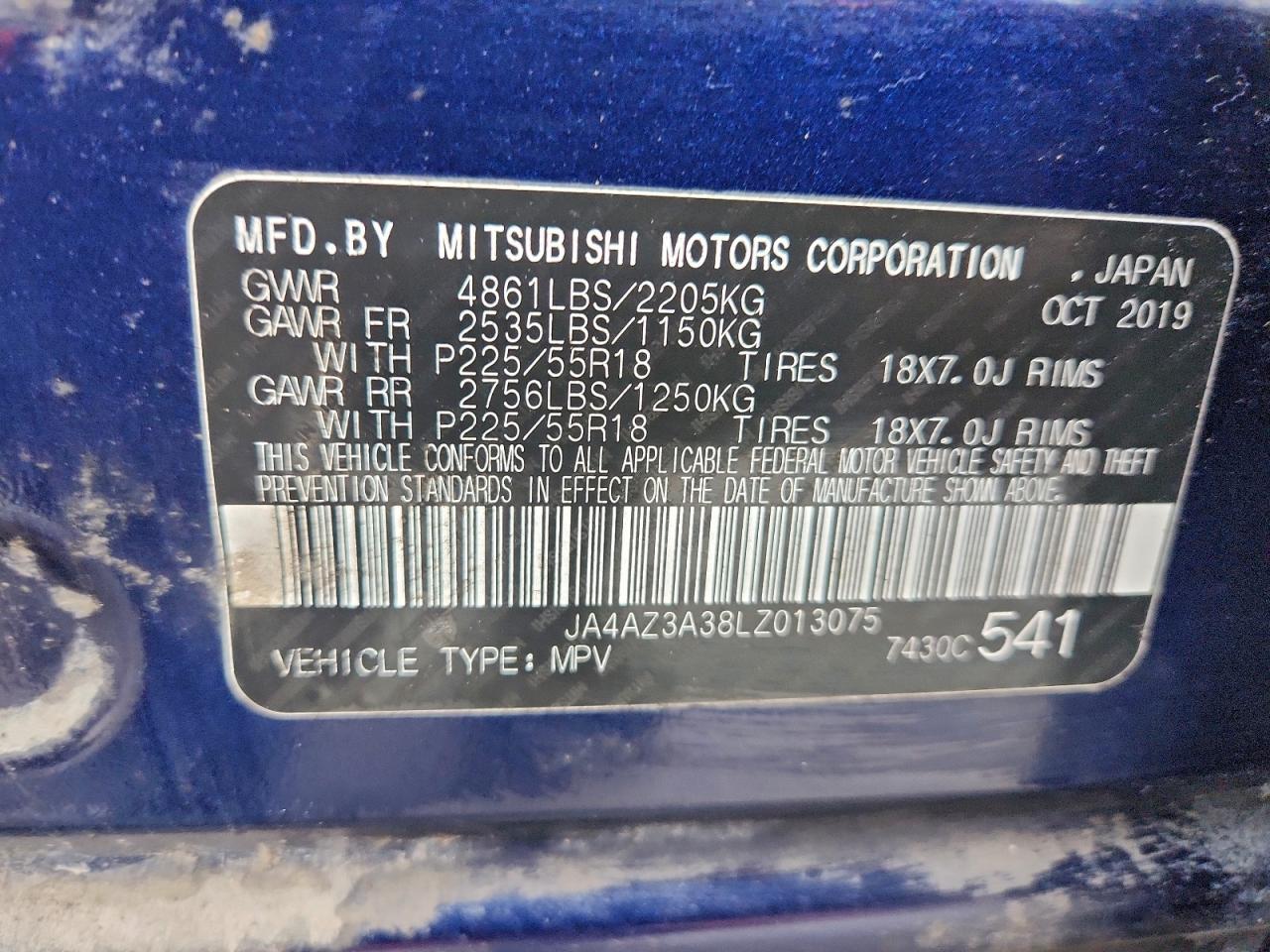 2020 Mitsubishi Outlander Se VIN: JA4AZ3A38LZ013075 Lot: 93843535