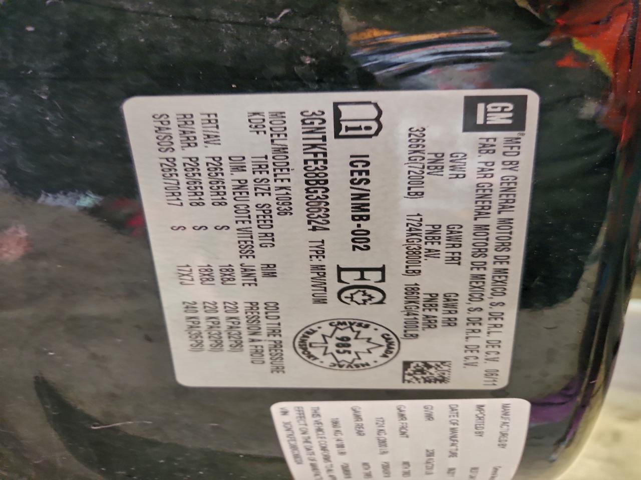 2011 Chevrolet Avalanche Lt VIN: 3GNTKFE38BG366324 Lot: 93759765