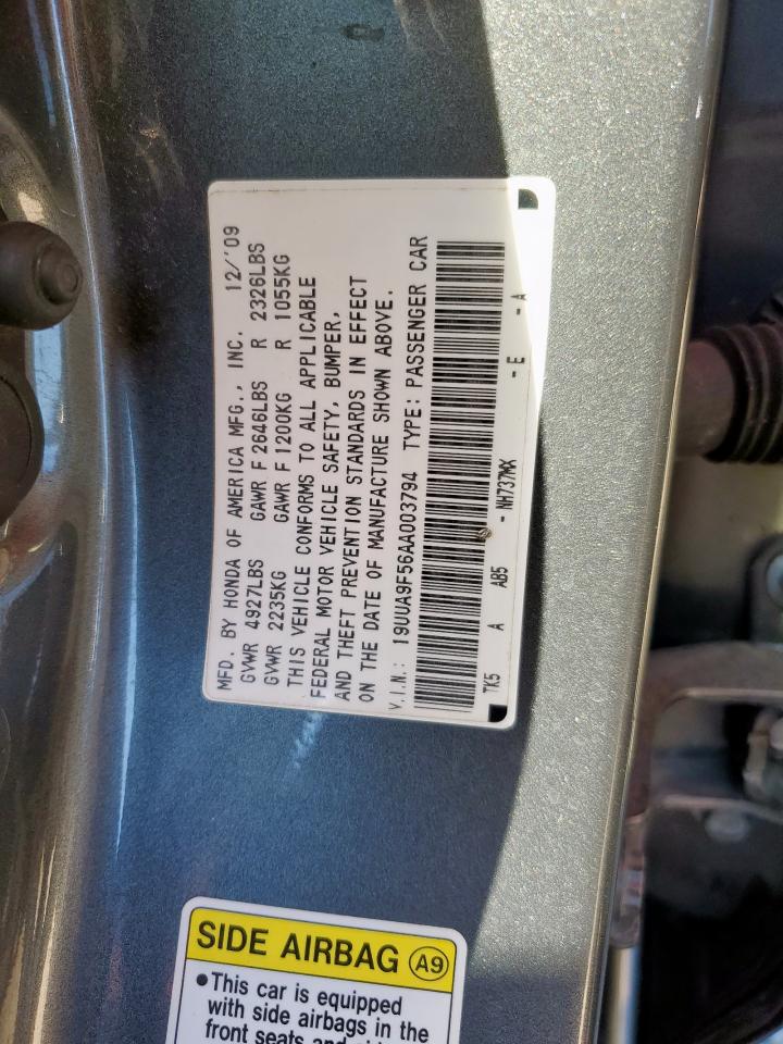 2010 Acura Tl VIN: 19UUA9F56AA003794 Lot: 91271135