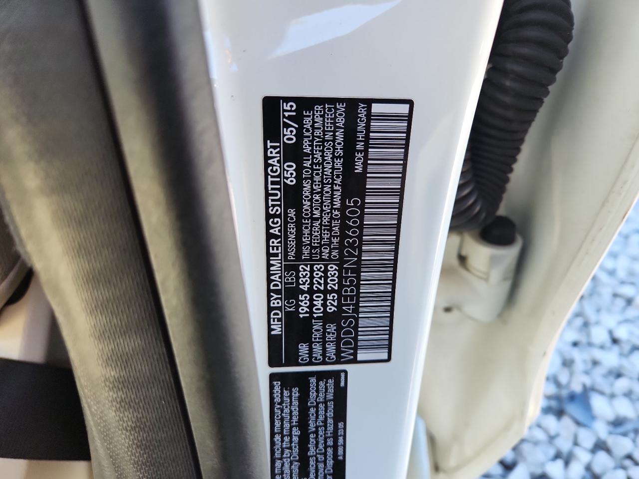 2015 Mercedes-Benz Cla 250 VIN: WDDSJ4EB5FN236605 Lot: 90550615