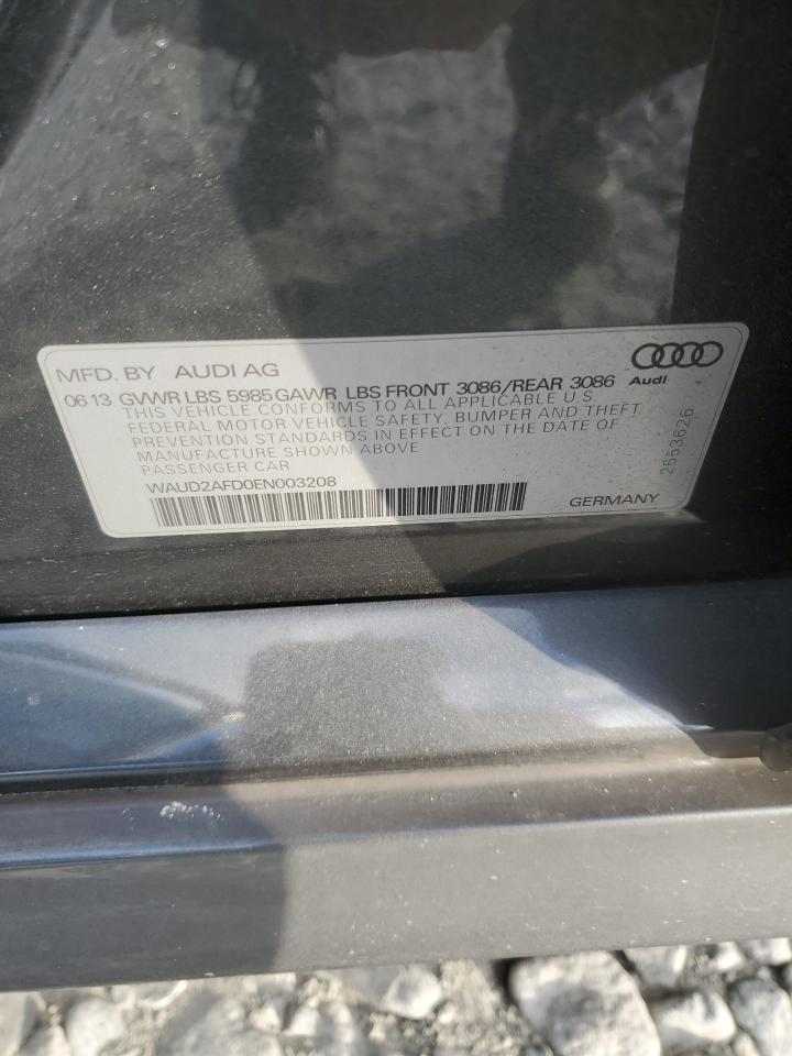 2014 Audi S8 Quattro VIN: WAUD2AFD0EN003208 Lot: 91639395