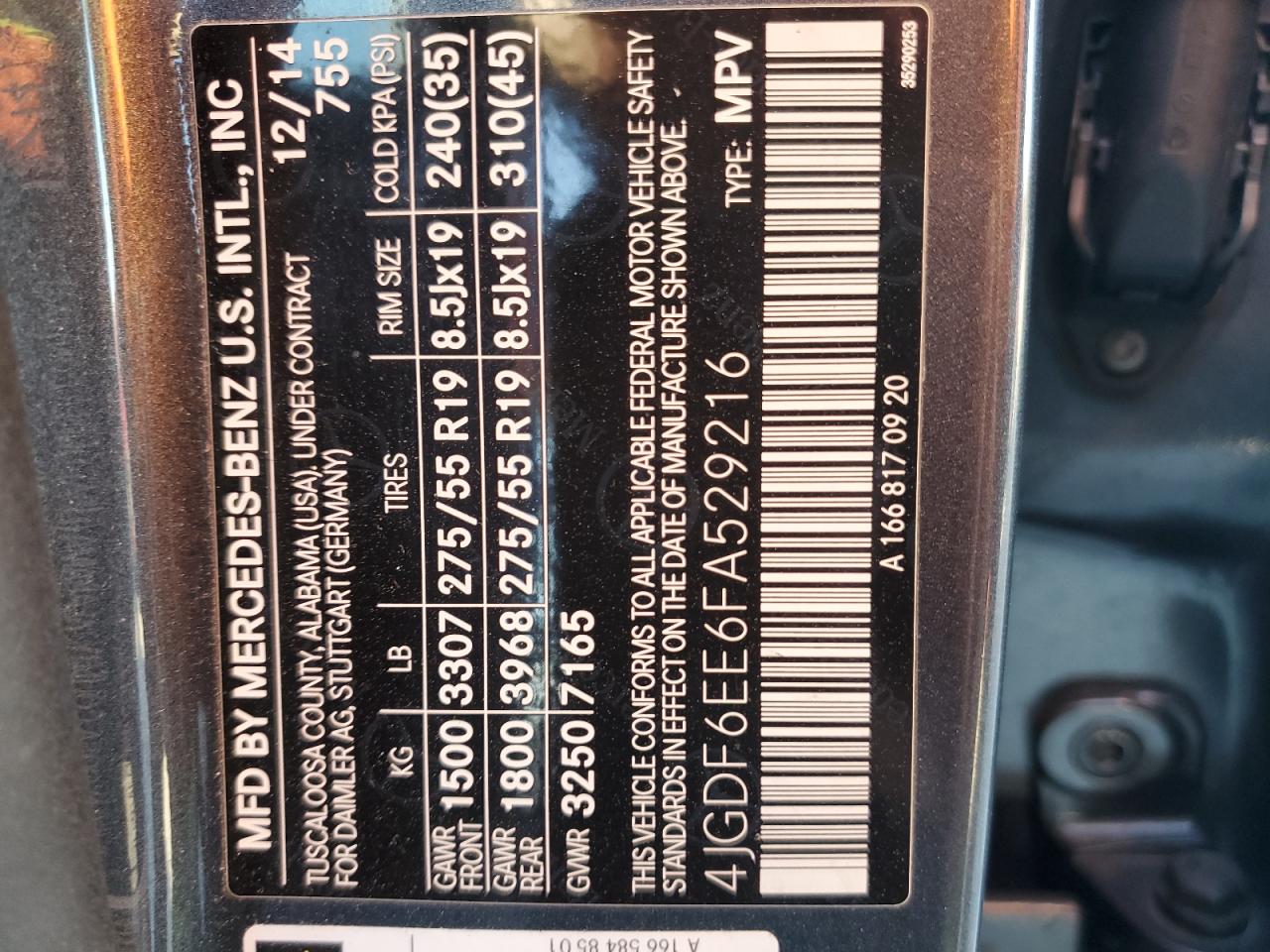 2015 Mercedes-Benz Gl 450 4Matic VIN: 4JGDF6EE6FA529216 Lot: 92262705