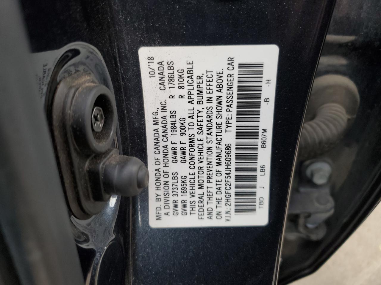 2018 Honda Civic Lx VIN: 2HGFC2F54JH609686 Lot: 93593105