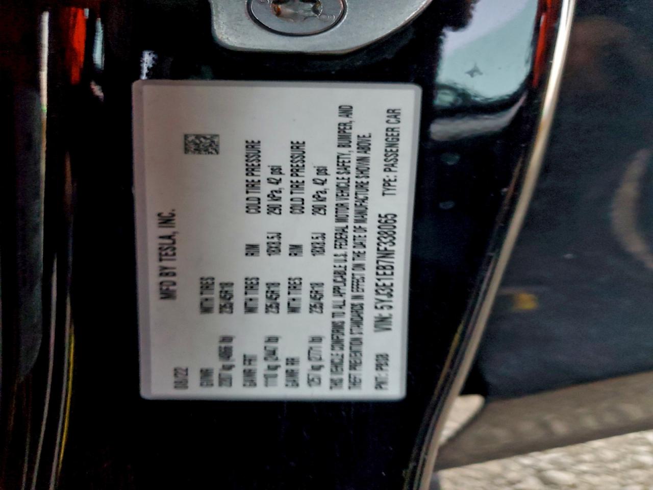 2022 Tesla Model 3 VIN: 5YJ3E1EB7NF338065 Lot: 94334225