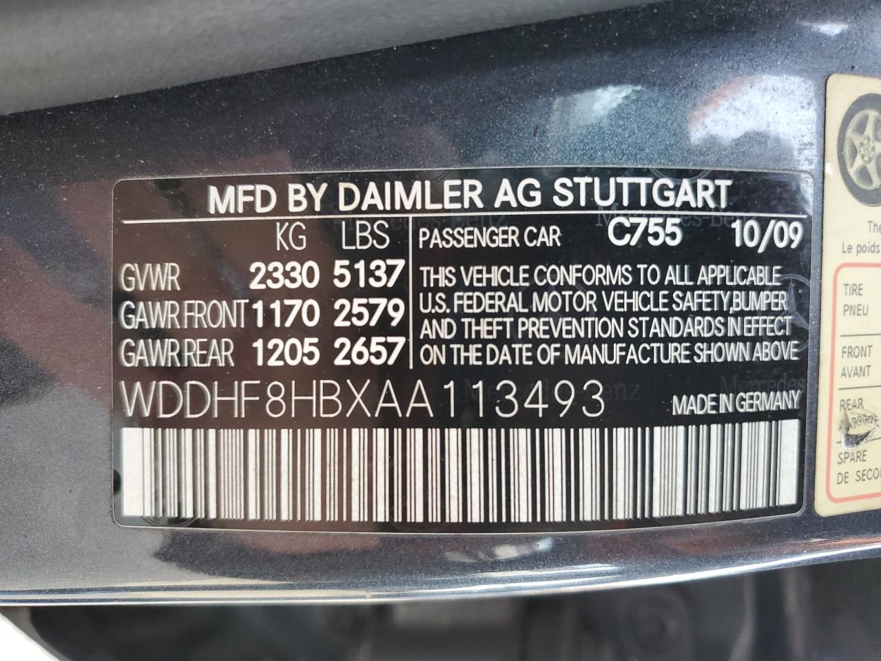 2010 Mercedes-Benz E 350 4Matic VIN: WDDHF8HBXAA113493 Lot: 91869025