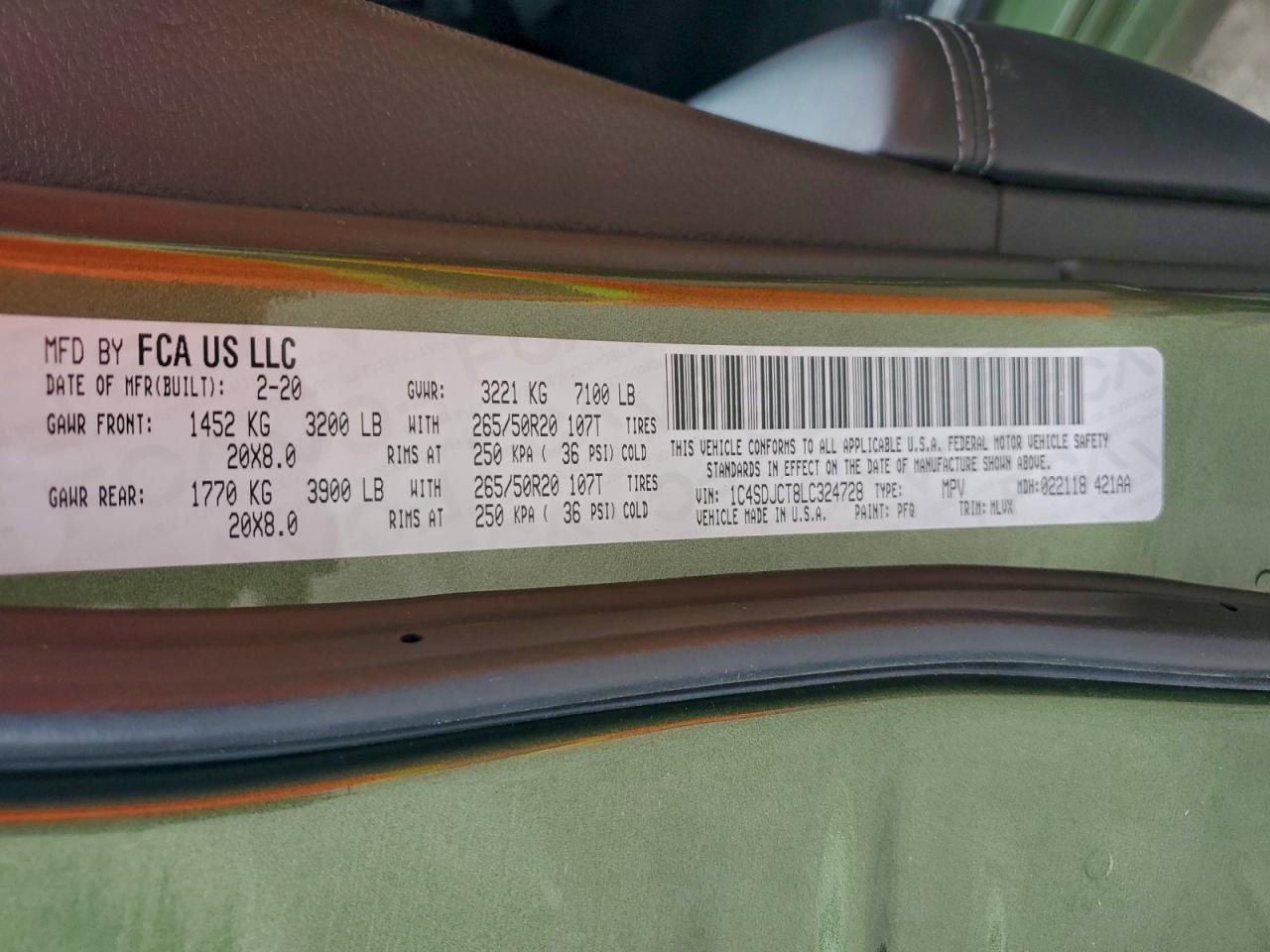 2020 Dodge Durango R/T VIN: 1C4SDJCT8LC324728 Lot: 93932225