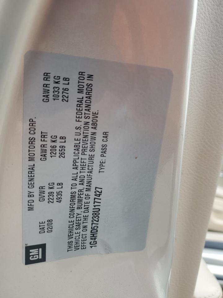 2008 Buick Lucerne Cxl VIN: 1G4HD57238U177427 Lot: 91741225