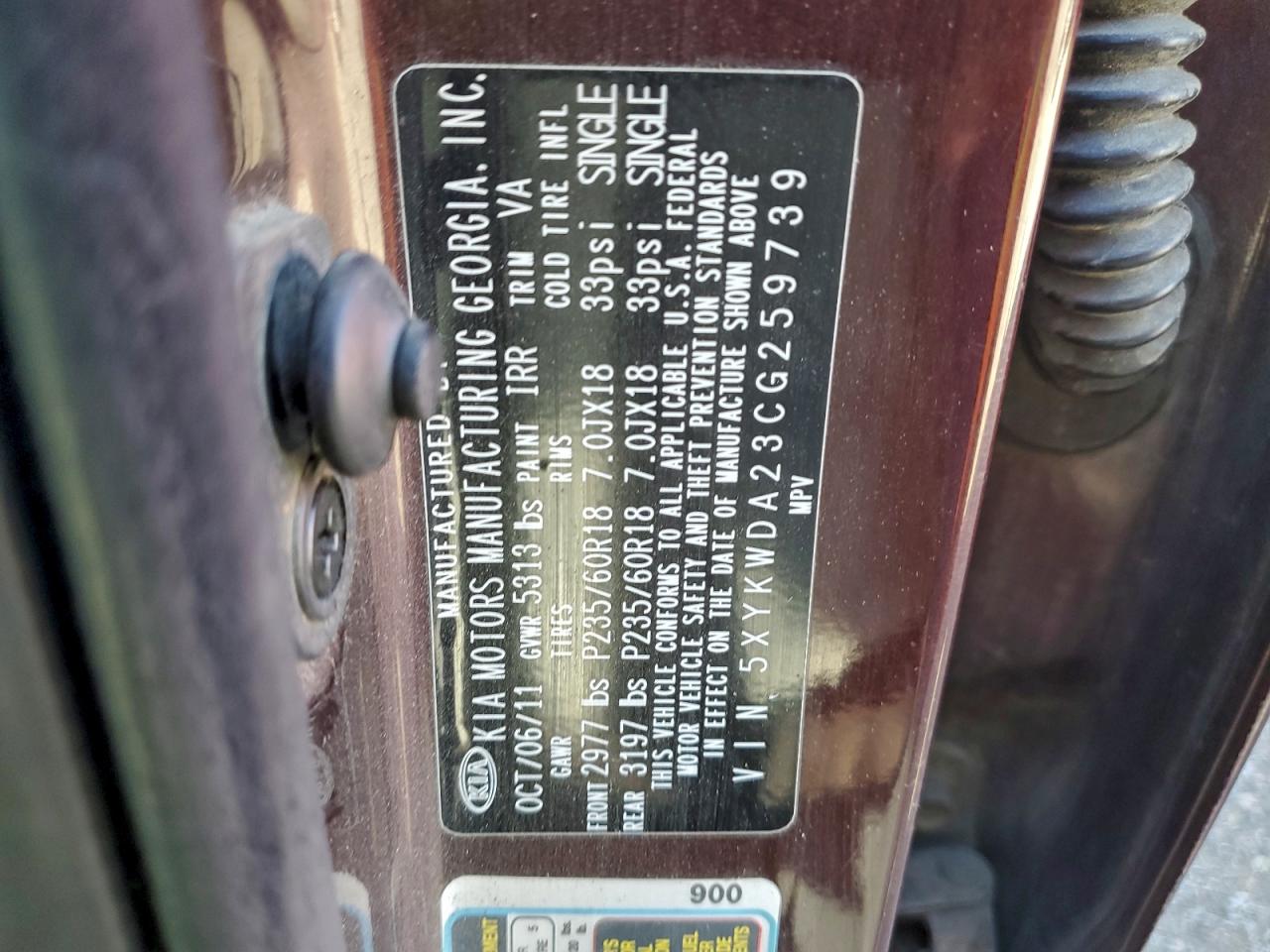 2012 Kia Sorento Sx VIN: 5XYKWDA23CG259739 Lot: 93977435